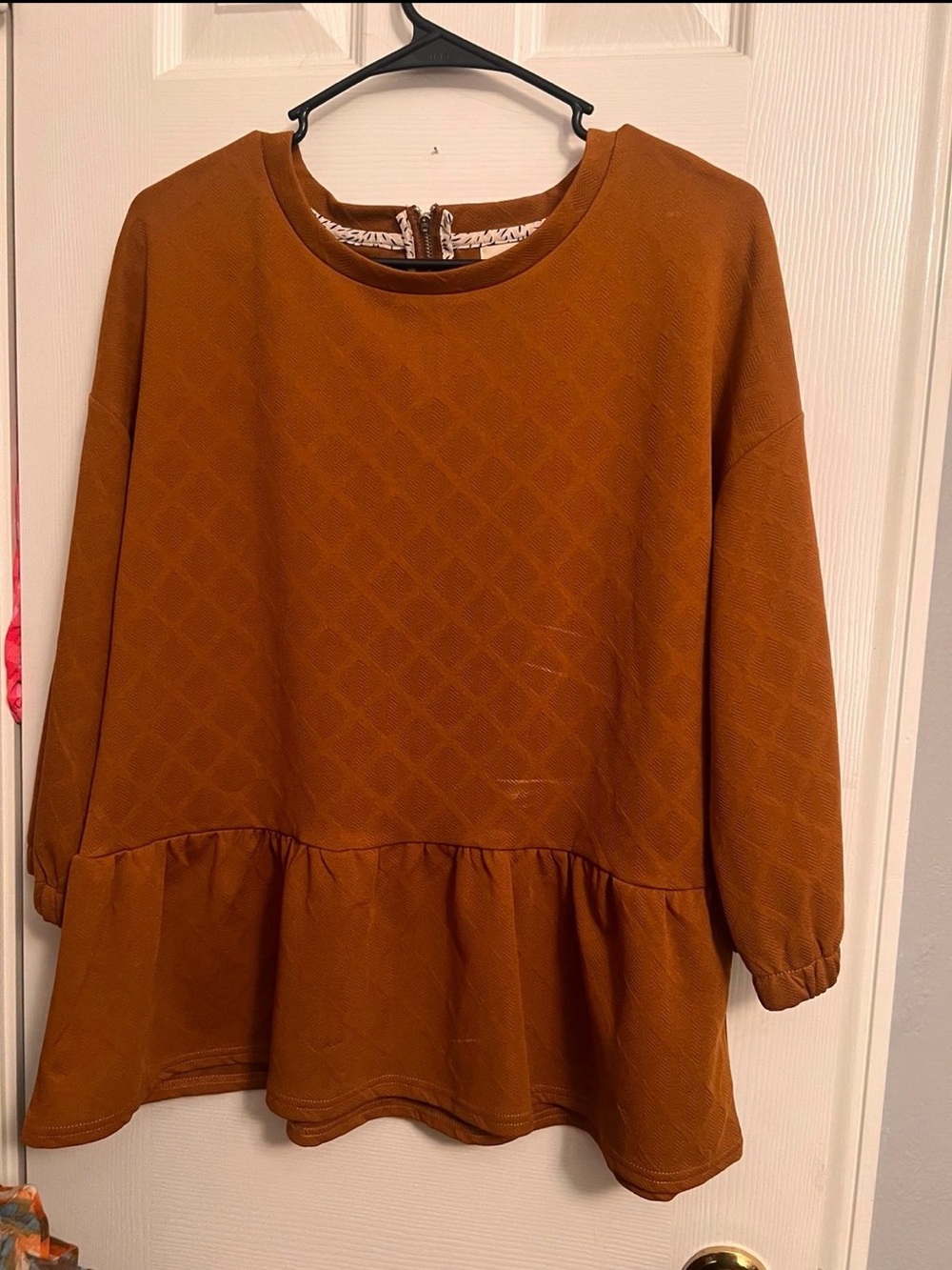 Women's Peplum Pullover Blouse - Rust